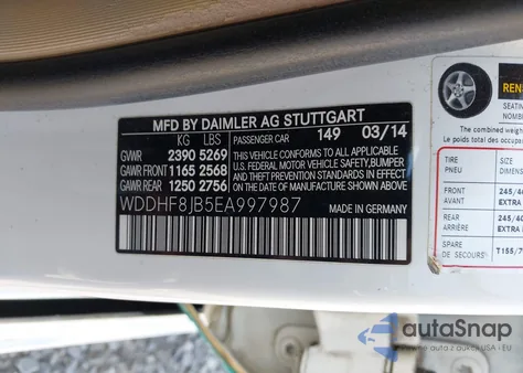 2014 Mercedes-Benz E 350 4Matic из США, поврежденный, VIN WDDHF8JB5EA997987